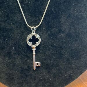 Elegant Sterling Silver Key Pendant Necklace